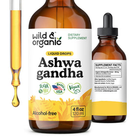 Gouttes d'Ashwagandha Wild & Organic 500 mg bouteille avant