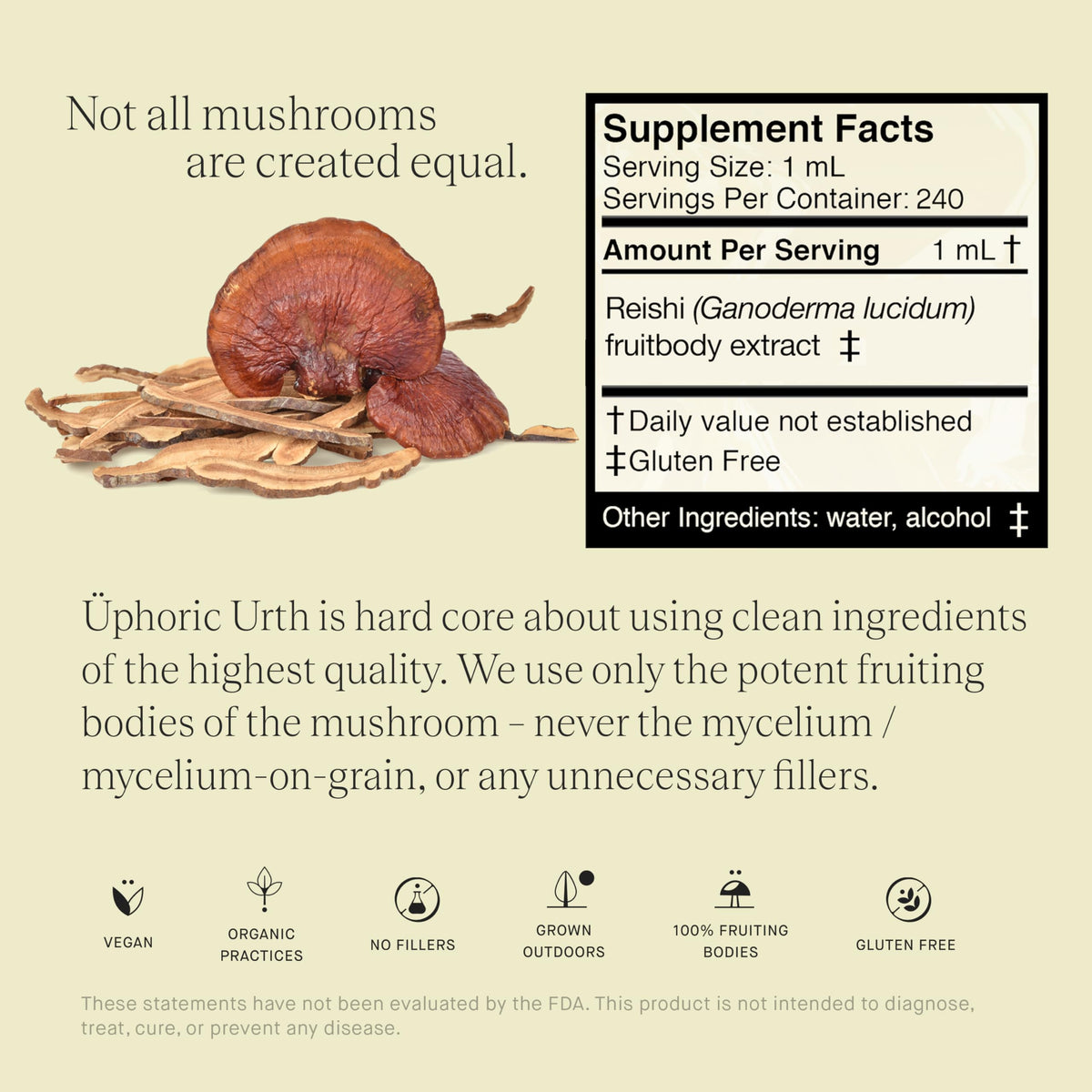 Gouttes d'extrait de champignon Reishi UPHORIC URTH sur une cuillère