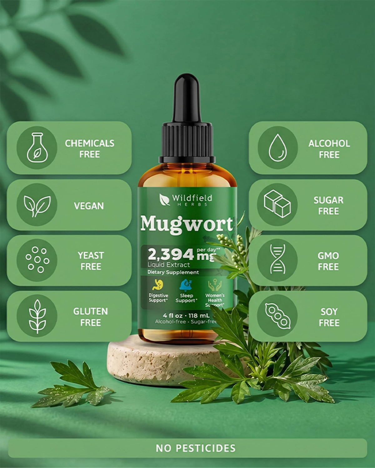 Gouttes d'extrait de grande absente WILDFIELD HERBS avec des ingrédients naturels