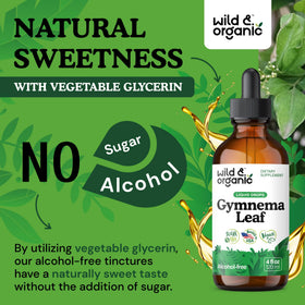 Gouttes d'extrait de gymnema sylvestre Wild & Organic dans un verre