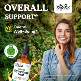 Gouttes d'extrait de gymnema sylvestre Wild & Organic sur une cuillère