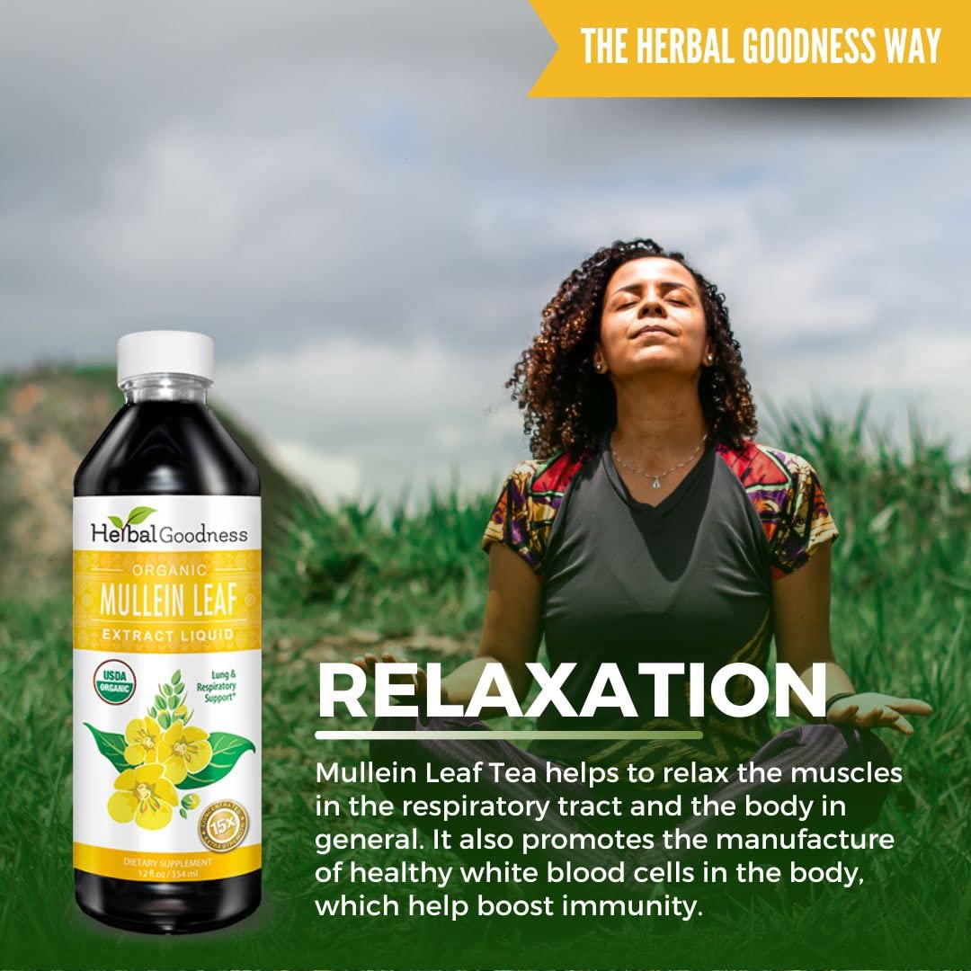 Gouttes d'extrait de molène Herbal Goodness sur fond blanc