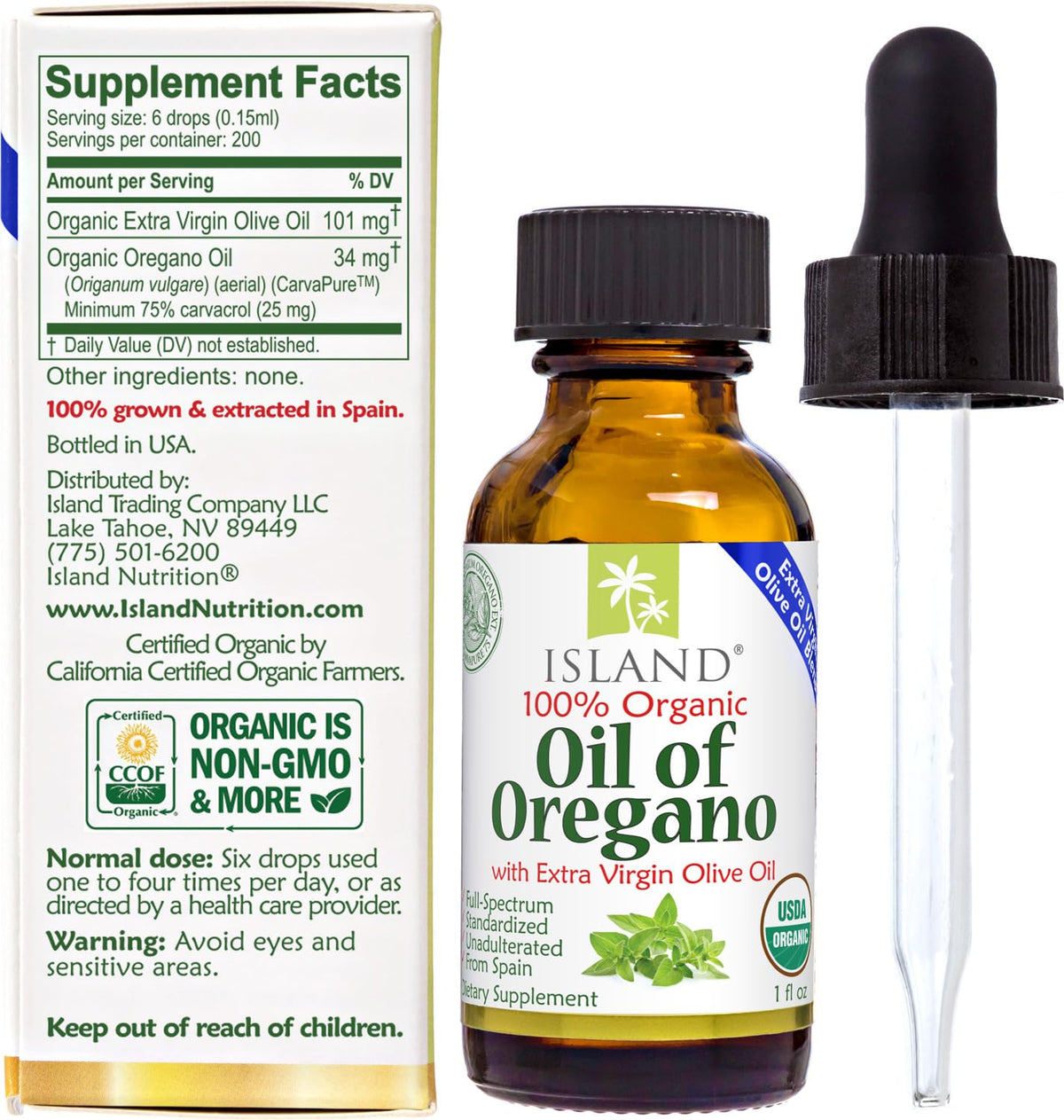 Gouttes d'huile d'origan bio sur une cuillère en bois