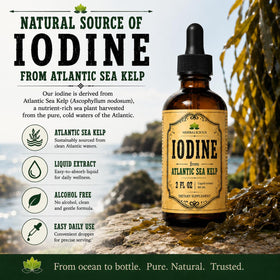 Gouttes d'Iode HERBALICIOUS 60 ml en utilisation dans un verre d'eau