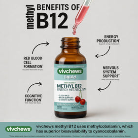 gouttes de B12 méthyle vivchews avec ingrédients naturels