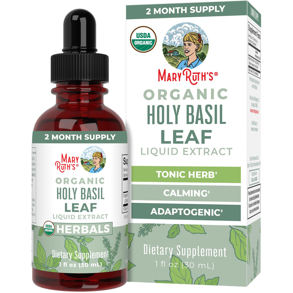 Gouttes de basilic sacré bio MARYRUTH'S 30ml vue de face