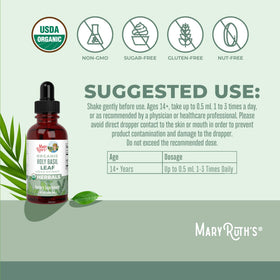 Gouttes de basilic sacré bio MARYRUTH'S sur fond blanc