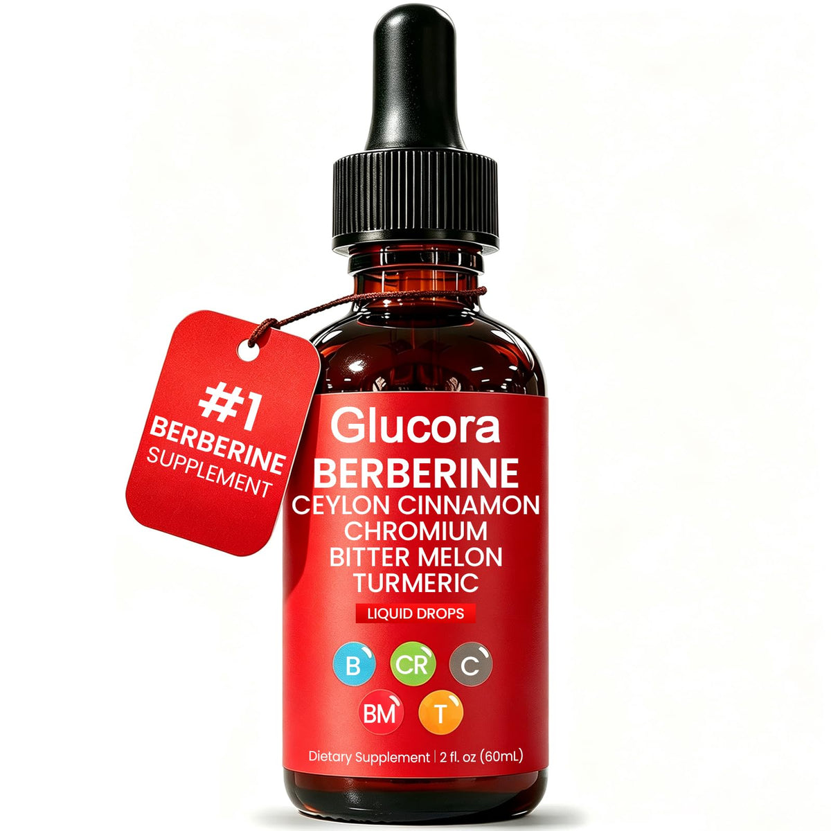 Gouttes de Berbérine de Glucora 60 ml avec étiquette visible