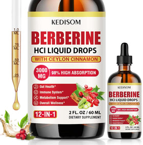 Gouttes de berbérine KEDISOM 3000mg devant une plante verte