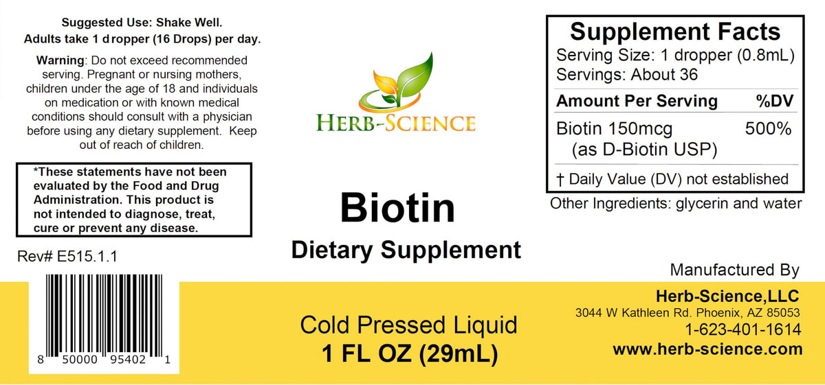 Gouttes de biotine liquide Herb-Science dans une cuillère
