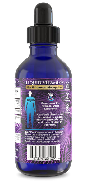 Gouttes de biotine liquide Tropical Oasis sur une table