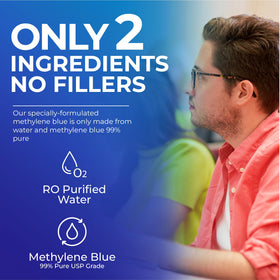 Gouttes de Bleu de Méthylène 1% Nutravia, goutte à goutte sur une cuillère