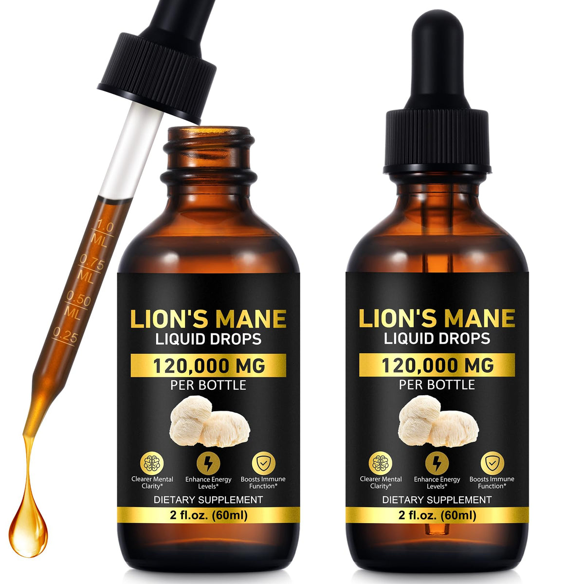 Gouttes de champignon crinière de lion MAYPJHEH flacon de 4 oz