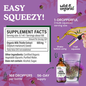 Gouttes de chardon-marie Wild & Organic dans un verre