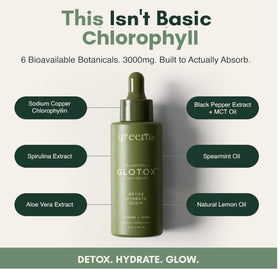Gouttes de chlorophylle Greena 3000mg avec un fond de nature