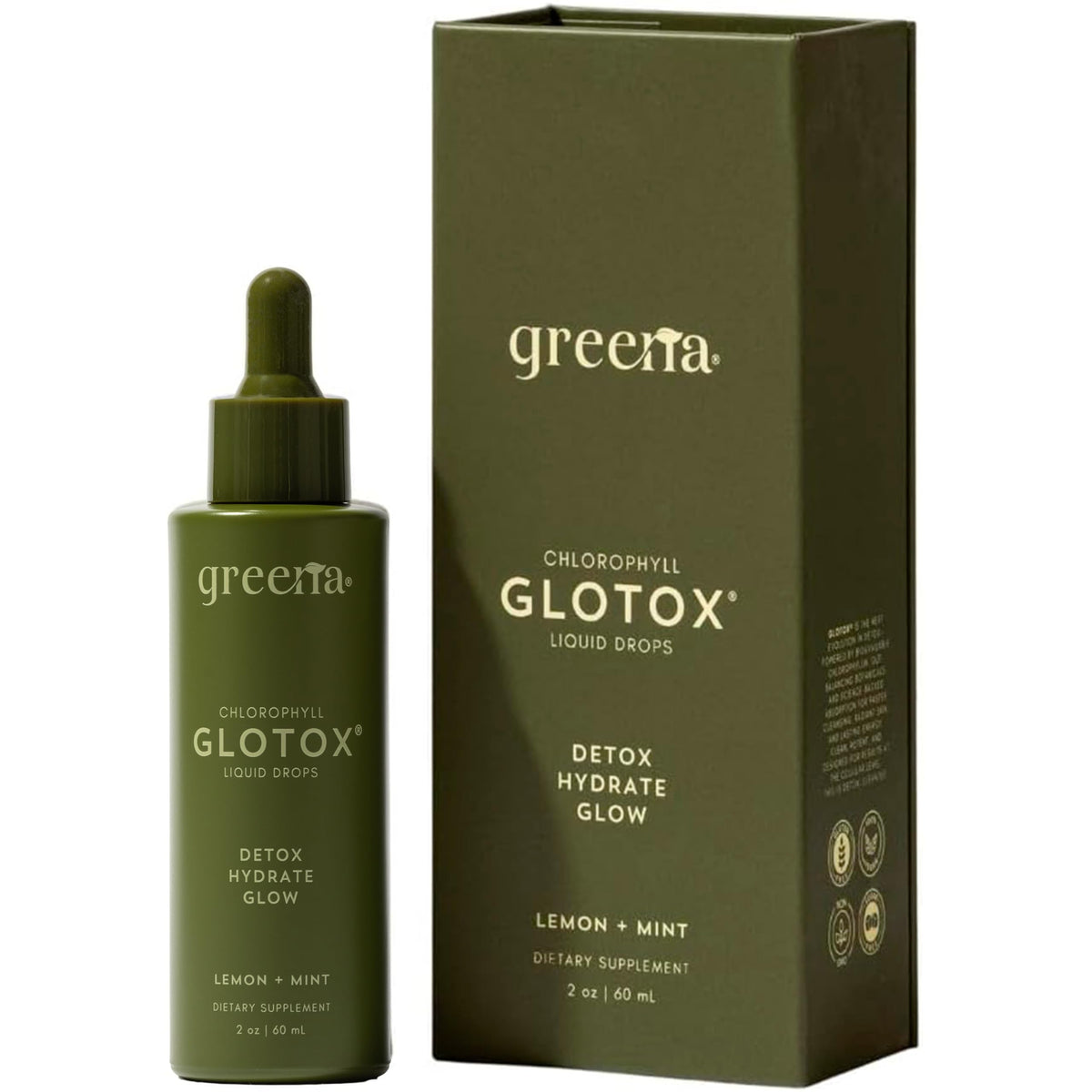 Gouttes de chlorophylle Greena 3000mg bouteille en verre avec compte-gouttes