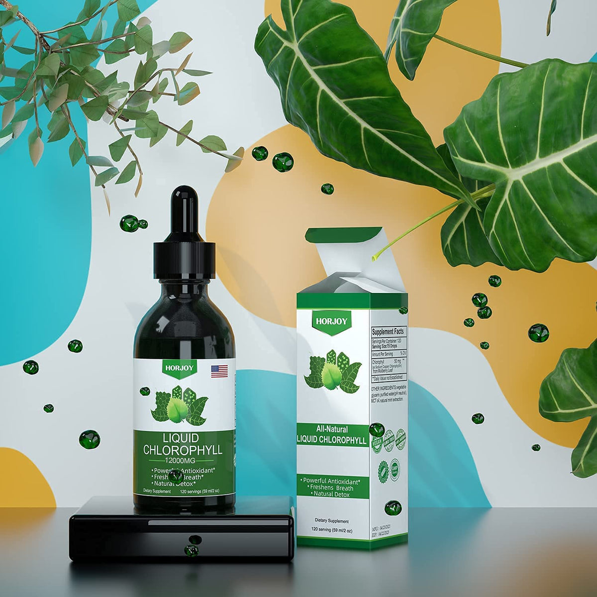 Gouttes de chlorophylle Horjoy avec menthe fraîche