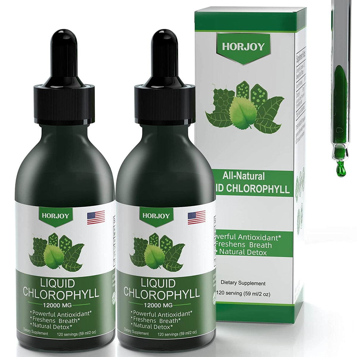 Gouttes de chlorophylle Horjoy flacon avant avec étiquette