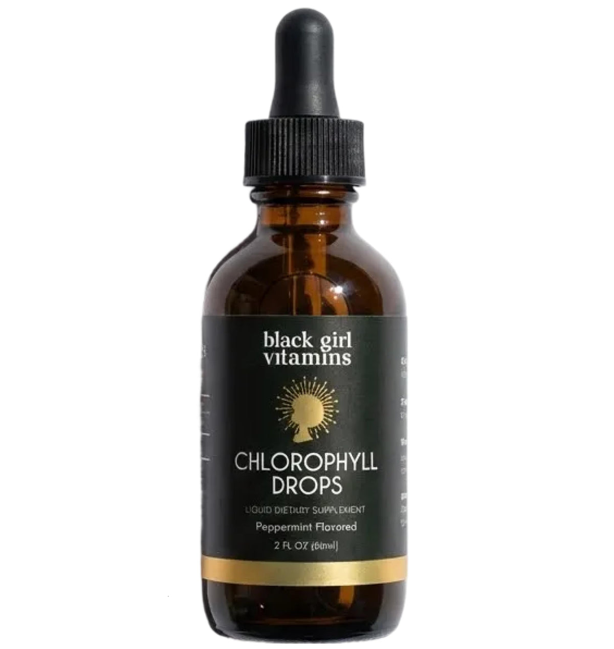 Gouttes de chlorophylle liquide Black Girl Vitamins, bouteille vue de face
