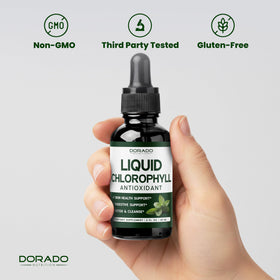 Gouttes de chlorophylle liquide DORADO NUTRITION en utilisation quotidienne