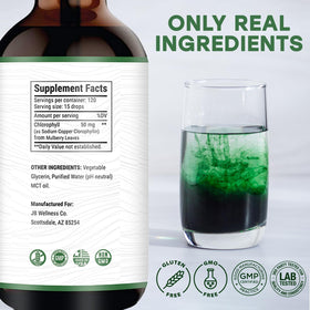 Gouttes de chlorophylle liquide JB Wellness Co flacon arrière