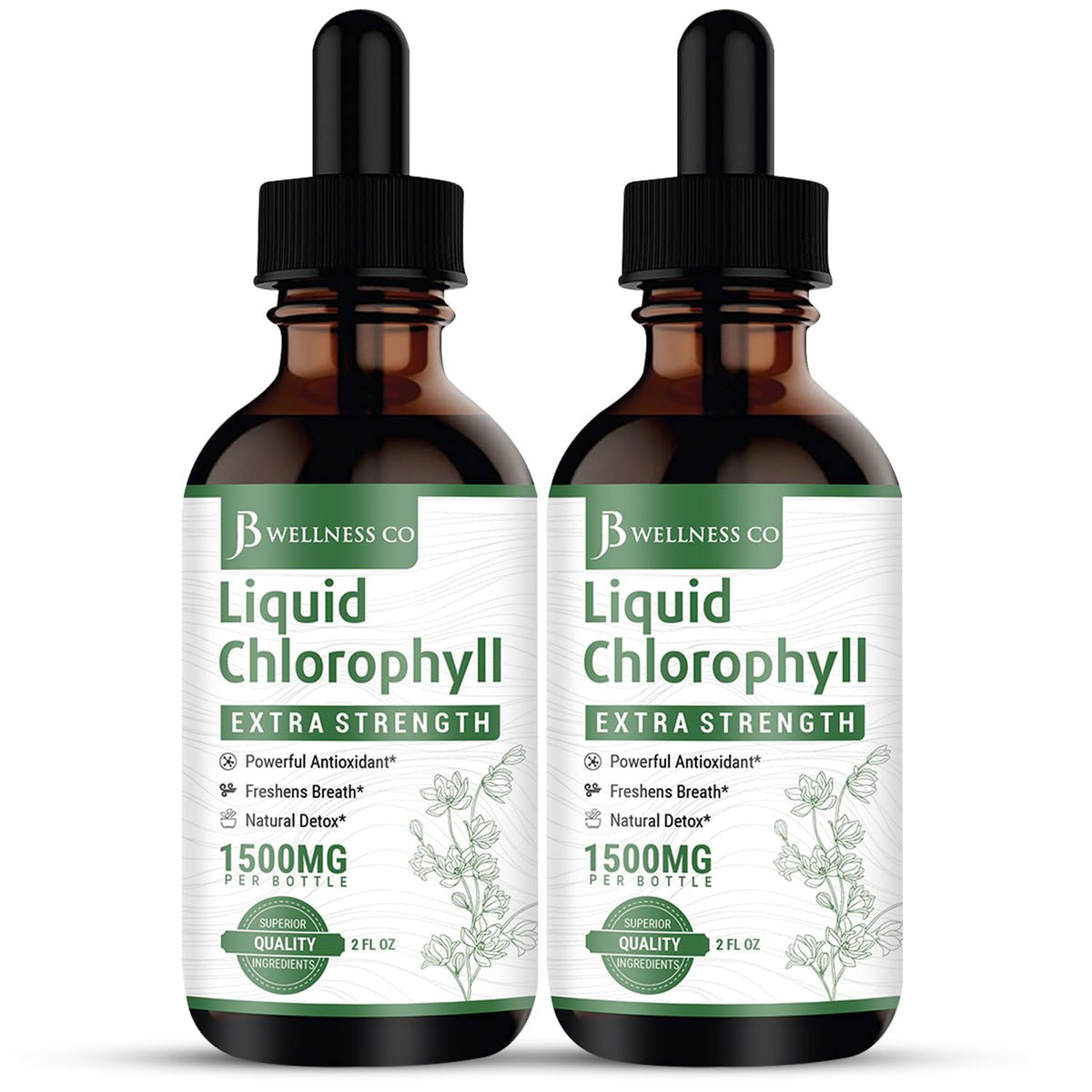 Gouttes de chlorophylle liquide JB Wellness Co flacon avant