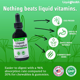 Gouttes de chlorophylle LIQUIDHEALTH avec pipette et étiquette