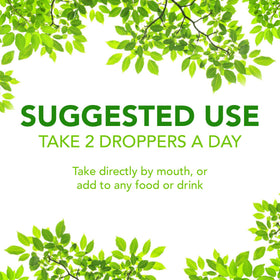 Gouttes de chlorophylle Super Natural Goods mélangées dans un verre d'eau