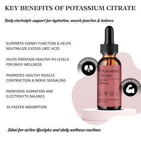 Gouttes de citrate de potassium D L S dans un verre d'eau