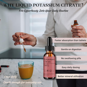 Gouttes de citrate de potassium D L S versées dans une cuillère