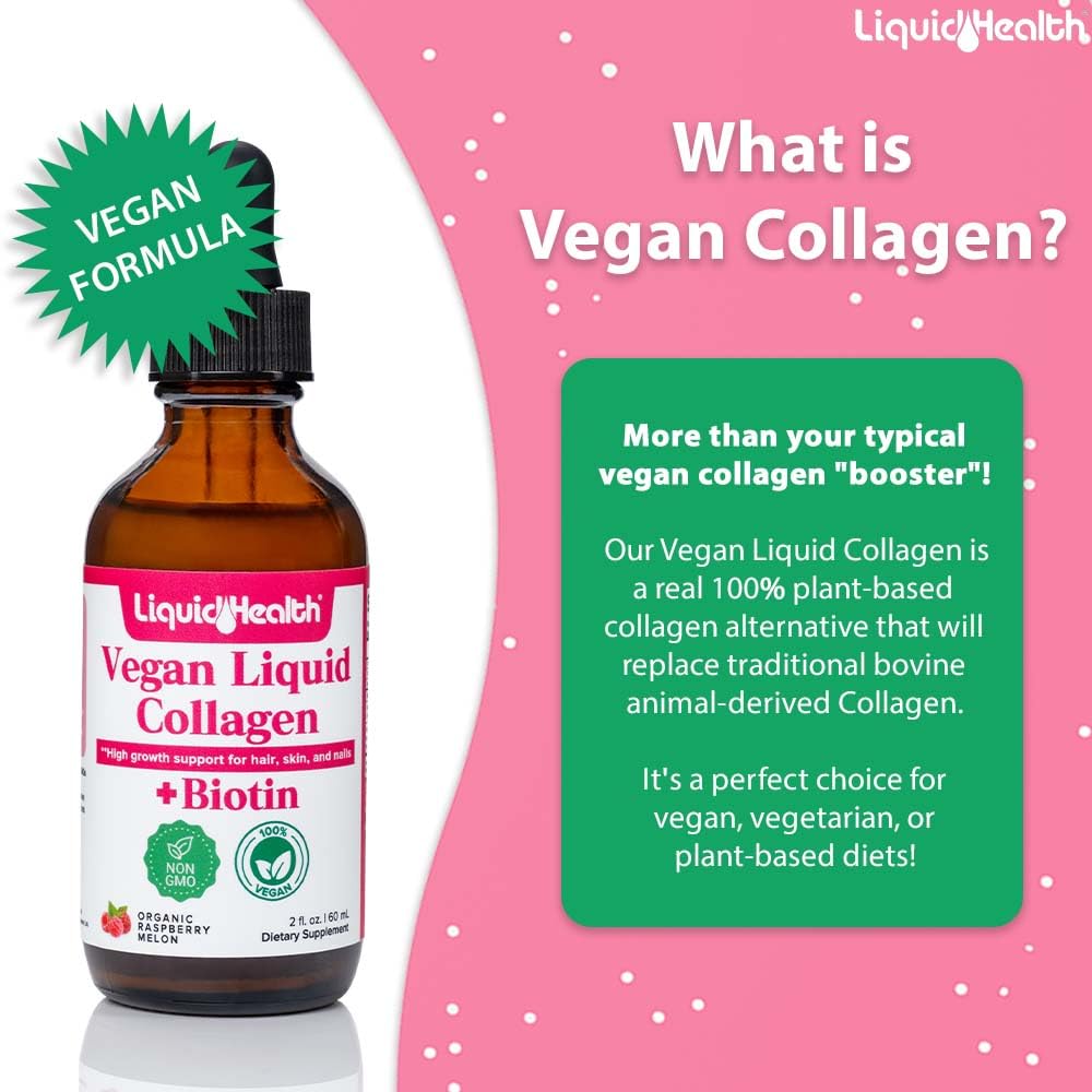 Gouttes de collagène liquide végétal LIQUIDHEALTH sur une cuillère