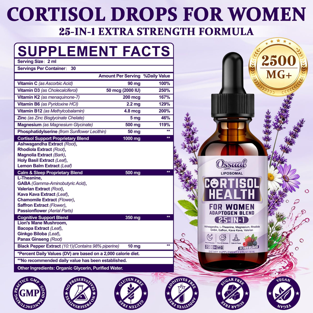 Gouttes de cortisol Ossual avec instructions d'utilisation