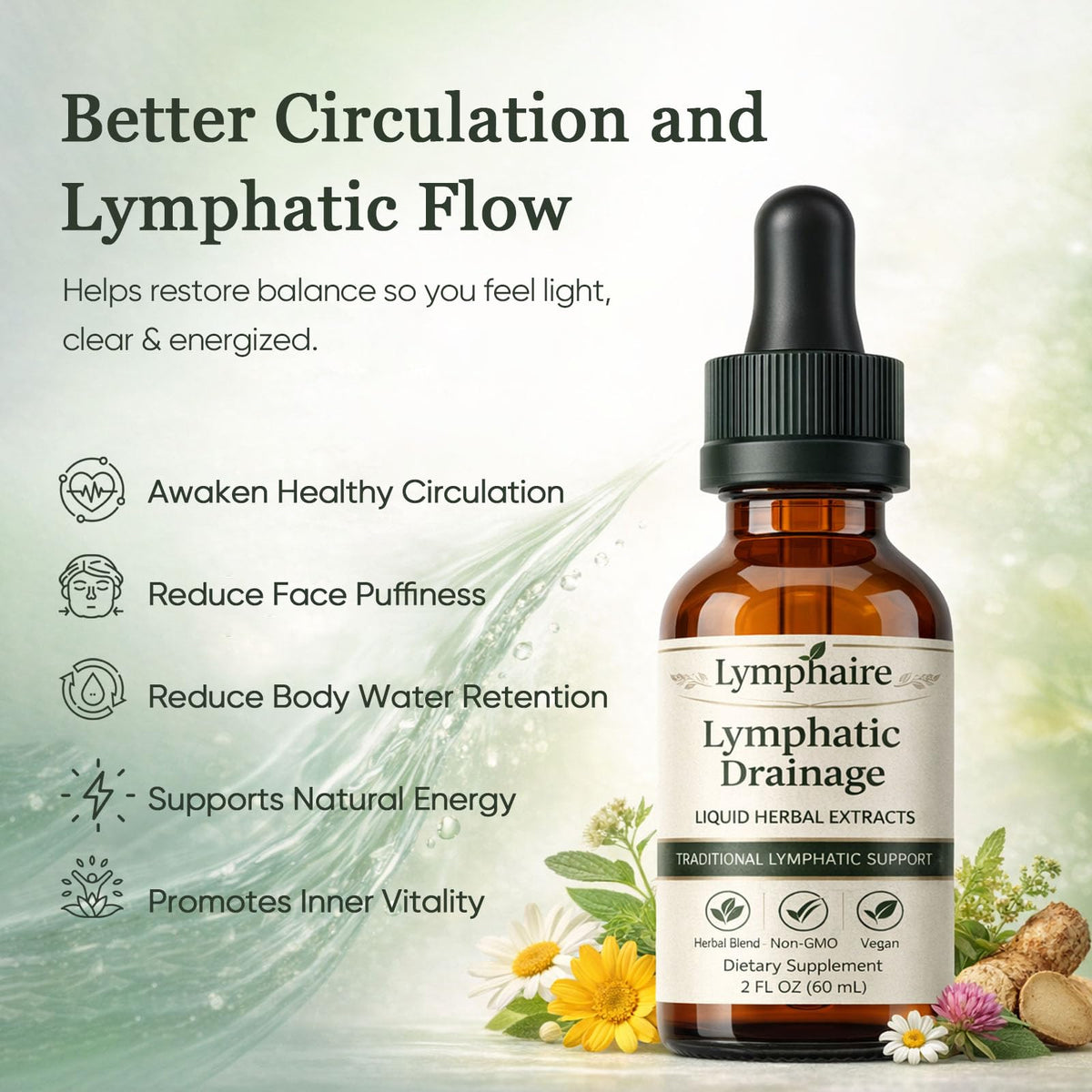 Gouttes de drainage lymphatique Aacnre avec compte-gouttes