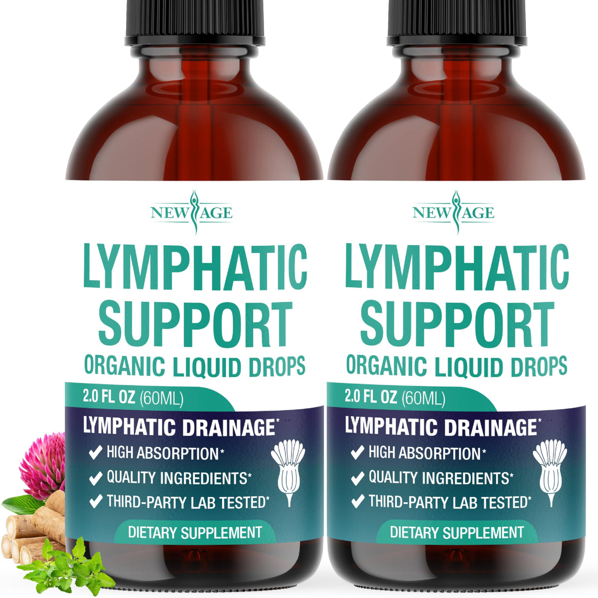 Gouttes de Drainage Lymphatique Bio NEW AGE 120 ml vue de face