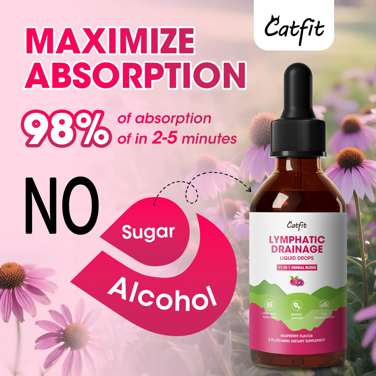 Gouttes de drainage lymphatique Catfit 60 ml sur une table