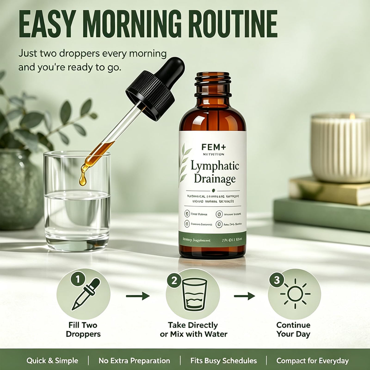 Gouttes de Drainage Lymphatique FEM+ Nutrition avec des herbes naturelles