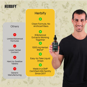Gouttes de drainage lymphatique HERBIFY avec compte-gouttes