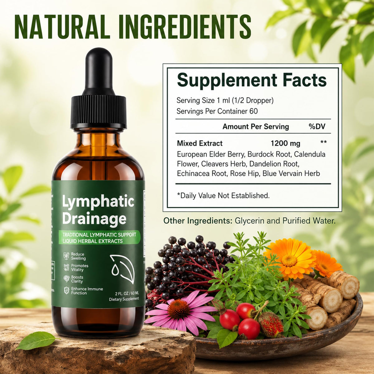 Gouttes de Drainage Lymphatique Jebiue 60ml flacon arrière