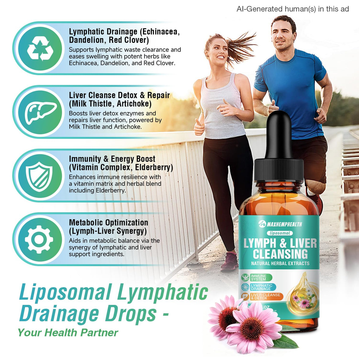Gouttes de drainage lymphatique Maxhemphealth 60ML en mode de vie actif