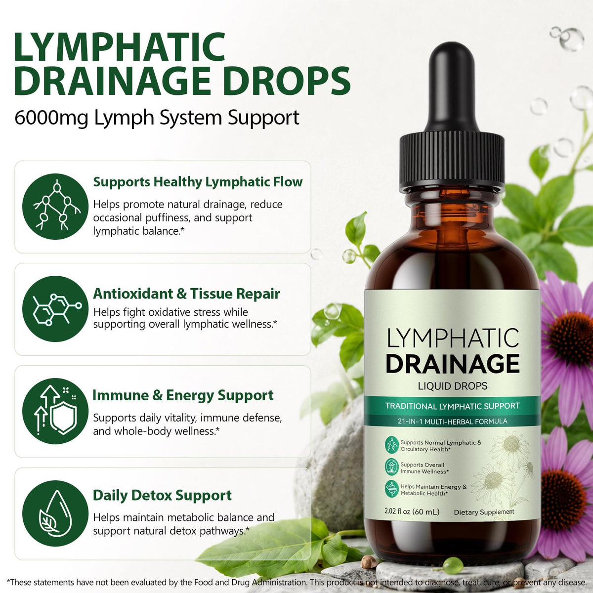 Gouttes de Drainage Lymphatique QZFICNJY flacon ouvert