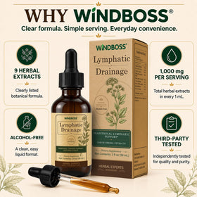 Gouttes de Drainage Lymphatique WINDBOSS sur une table