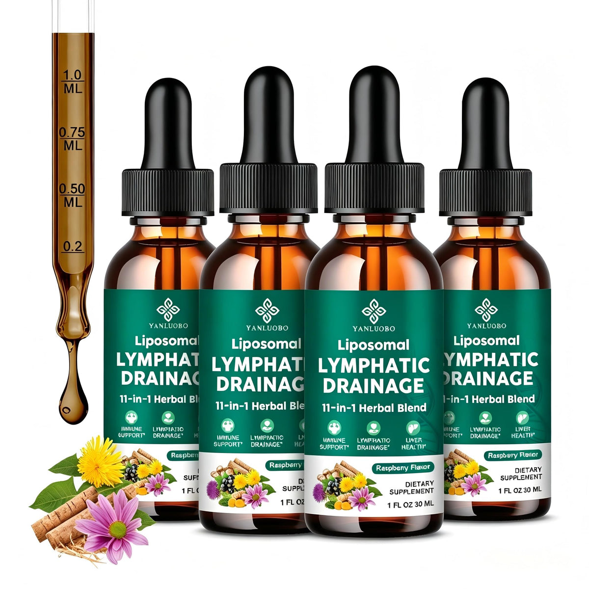 Gouttes de Drainage Lymphatique YANLUOBO 120ml vue avant
