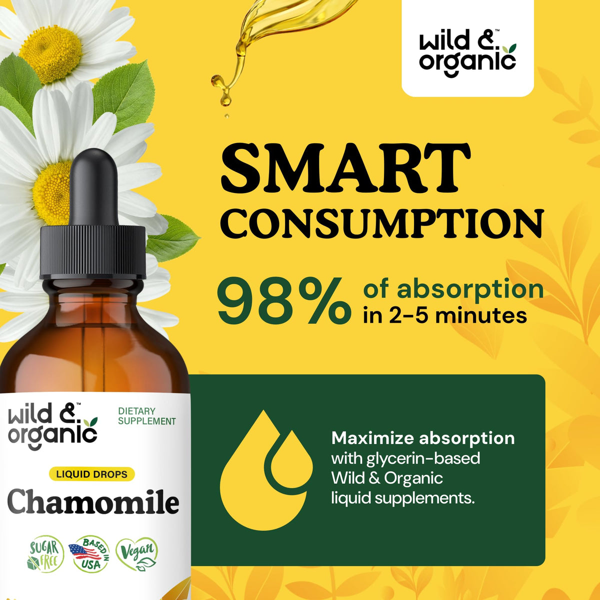 Gouttes de fleurs de camomille Wild & Organic avec compte-gouttes