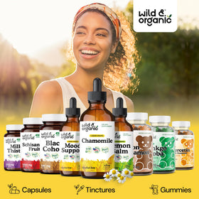 Gouttes de fleurs de camomille Wild & Organic avec ingrédients naturels