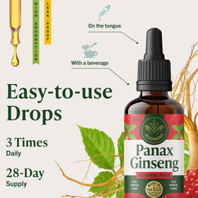 Gouttes de ginseng Panax HERBAMAMA dans un verre