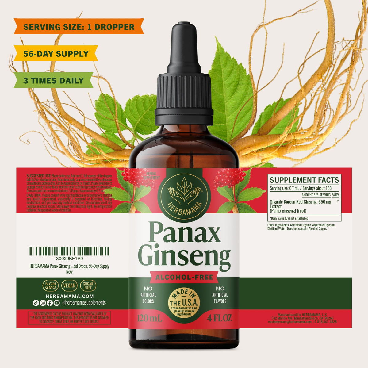 Gouttes de ginseng sur une surface blanche
