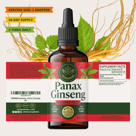 Gouttes de ginseng sur une surface blanche