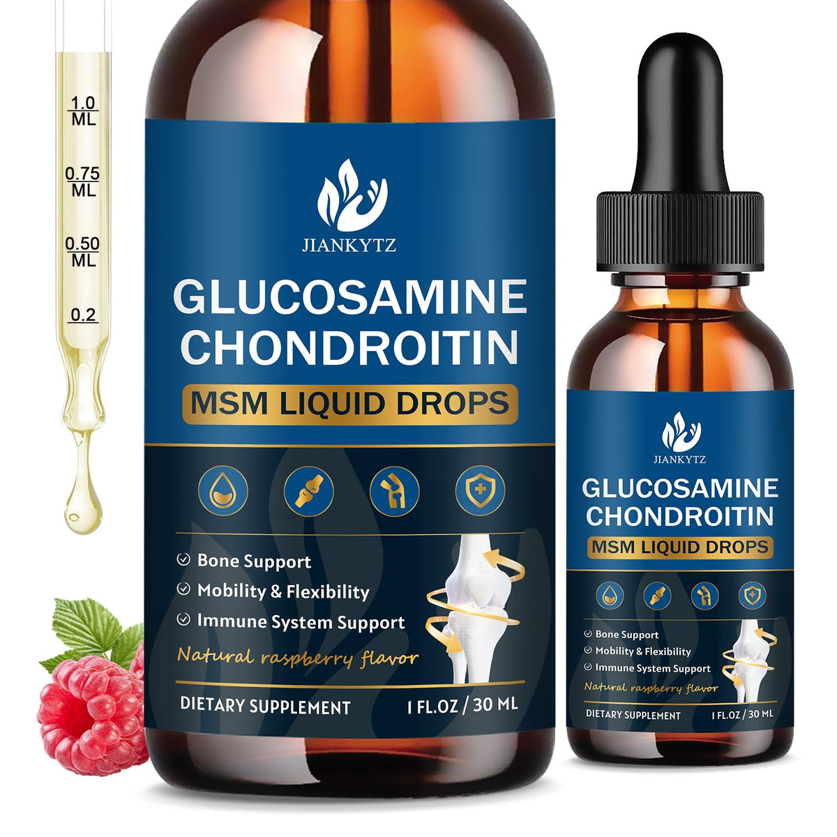 Gouttes de glucosamine chondroïtine MSM JIANKYTZ flacon avant