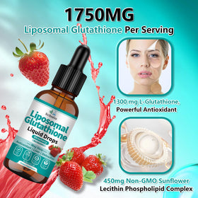 Gouttes de glutathion liposomal Scibalia versées dans une cuillère