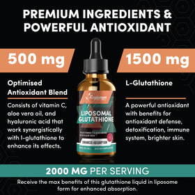 Gouttes de glutathion liposomal Zeylamum 2000mg sur fond blanc